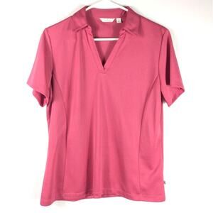Lady Hagen Womens Large Pink Short Sleeve Golf Polo V Neck Performance Top